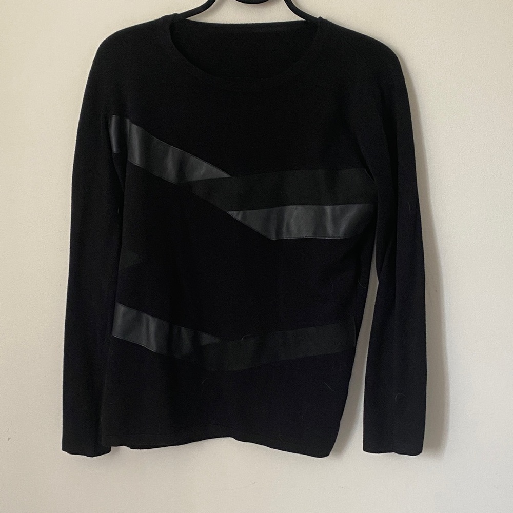 Black Sweater with faux Leather Accents